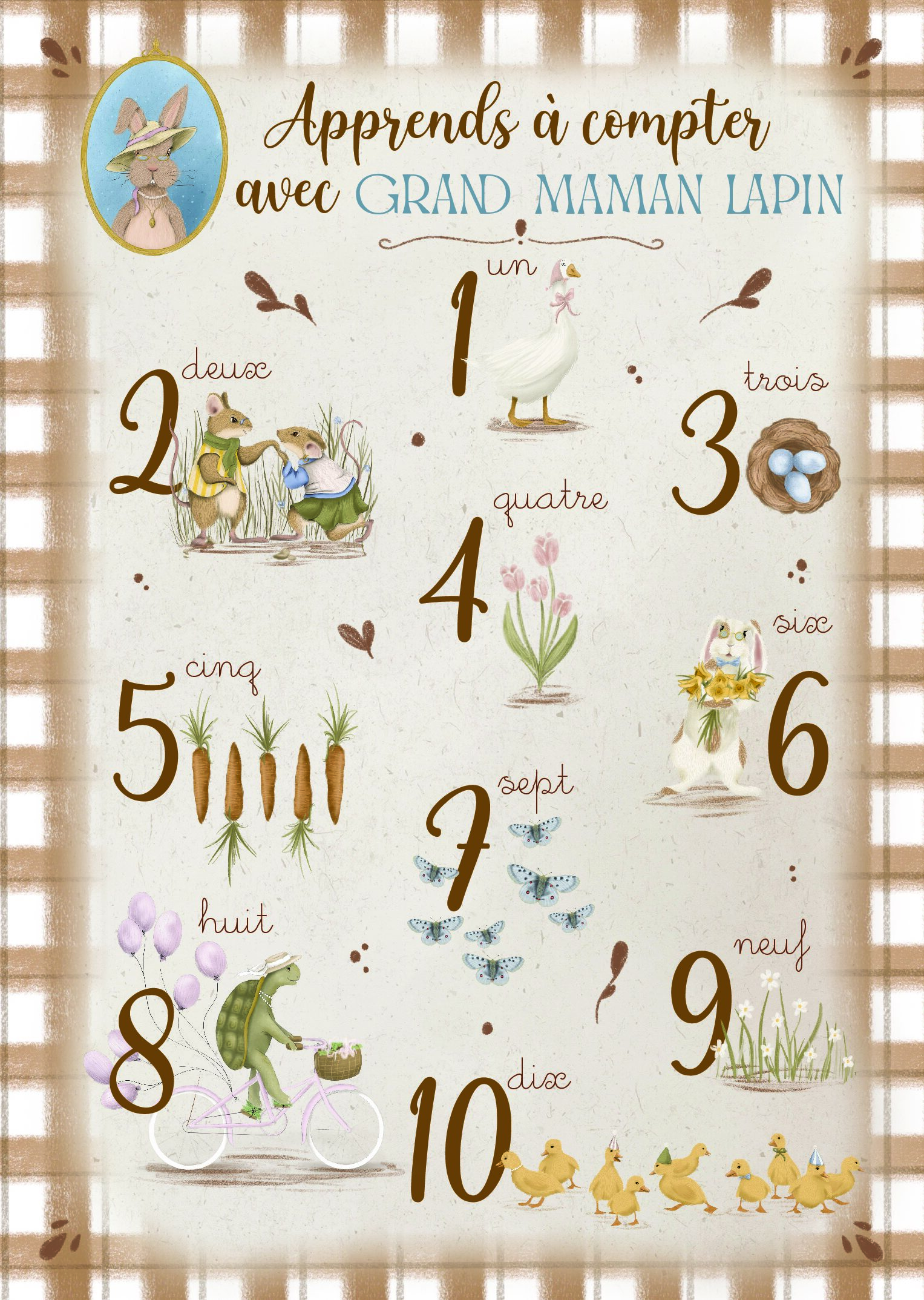 Affiche "Apprends à compter avec Grand Maman lapin"